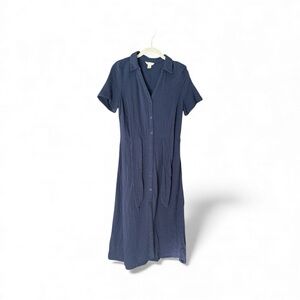 Caslon Navy Blue Button-Up & Tie Maxi/Midi Dress